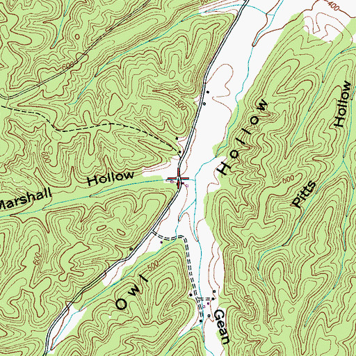 Topographic Map of Marshall Hollow, TN