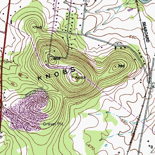 Topographic Map of Marshall Knobs, TN
