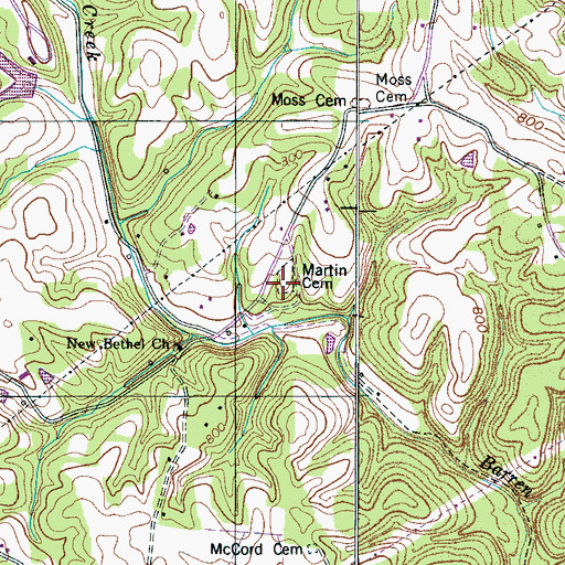 Topographic Map of Martin Cemetery, TN