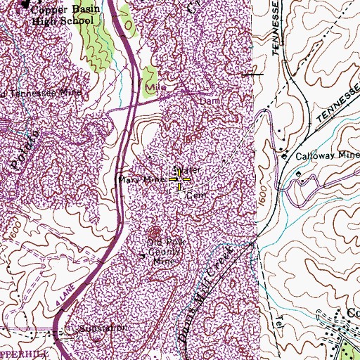 Topographic Map of Mary Mine, TN