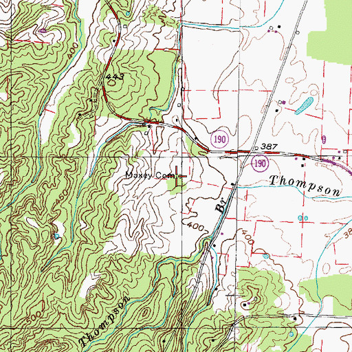 Topographic Map of Maxey Cemetery, TN