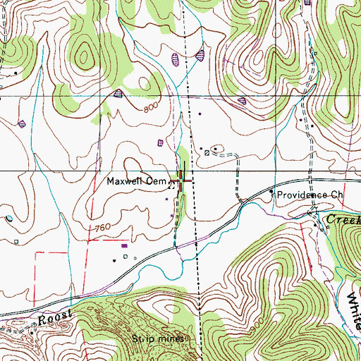 Topographic Map of Maxwell Cemetery, TN
