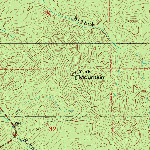 Topographic Map of York Mountain, AL