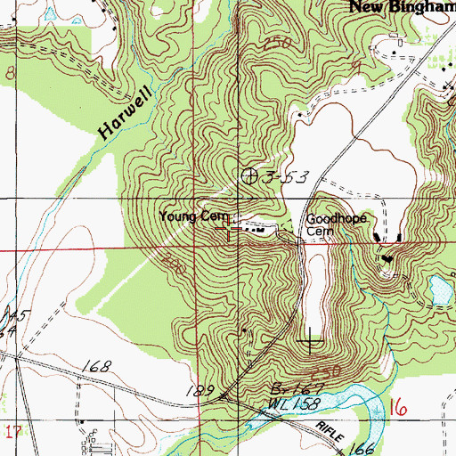 Topographic Map of Young Cemetery, AL