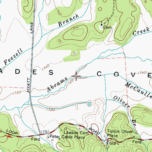 Topographic Map of McCaulley Branch, TN