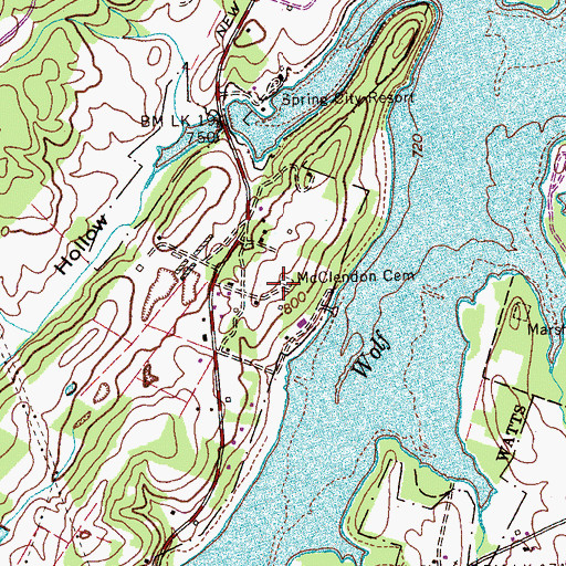 Topographic Map of McClendon Cemetery, TN