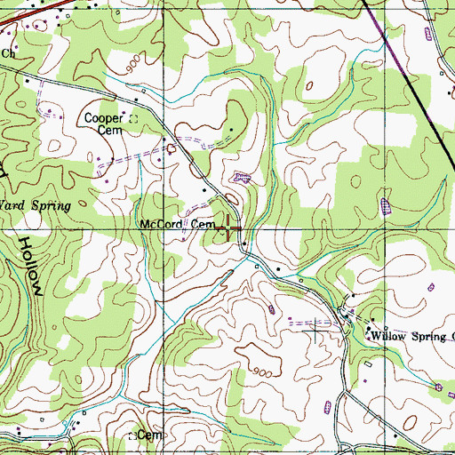 Topographic Map of McCord Cemetery, TN