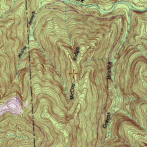 Topographic Map of McCoy Ridge, TN