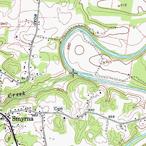 Topographic Map of McGregor Creek, TN