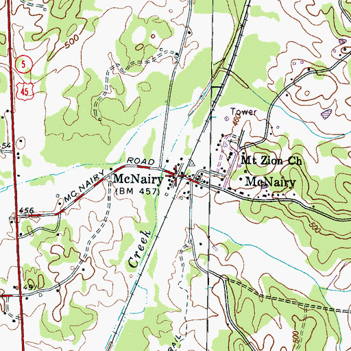 Topographic Map of McNairy, TN