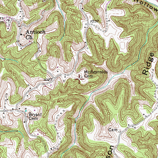 Topographic Map of McReynolds Cemetery, TN