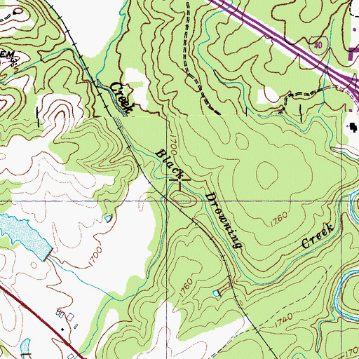 Topographic Map of Meadow Creek, TN