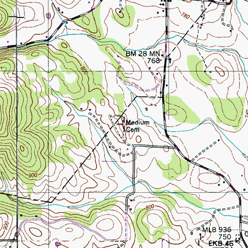 Topographic Map of Medium Cemetery, TN