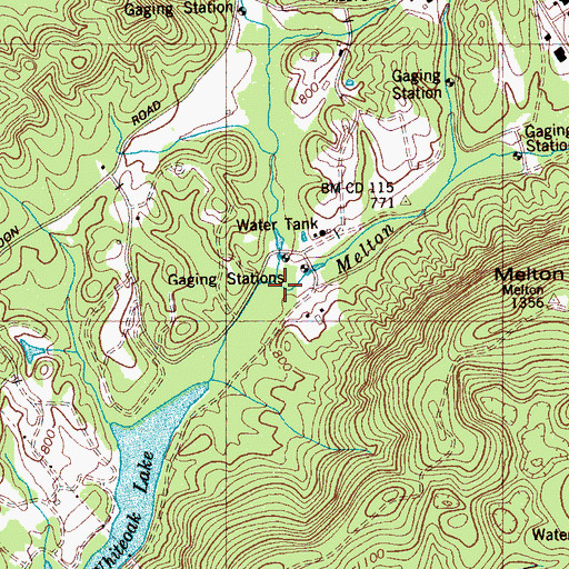 Topographic Map of Melton Branch, TN