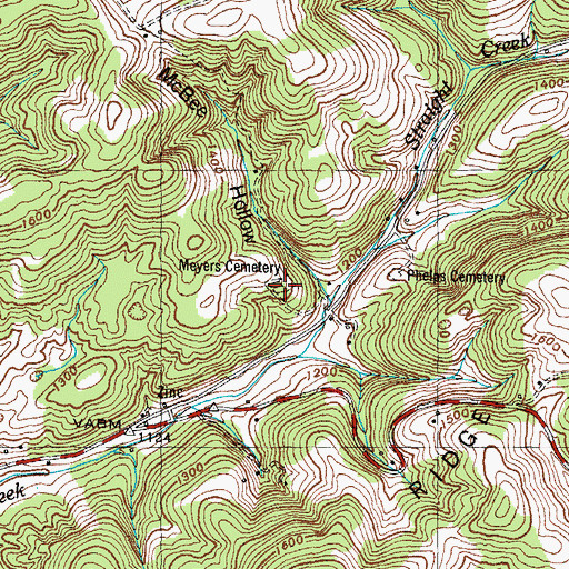 Topographic Map of Meyers Cemetery, TN