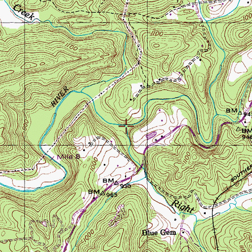 Topographic Map of Middle Fork Little Emory River, TN