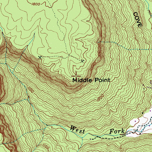Topographic Map of Middle Point, TN
