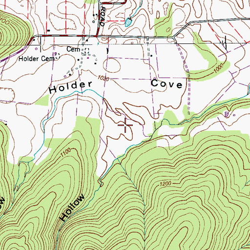 Topographic Map of Milksick Hollow, TN