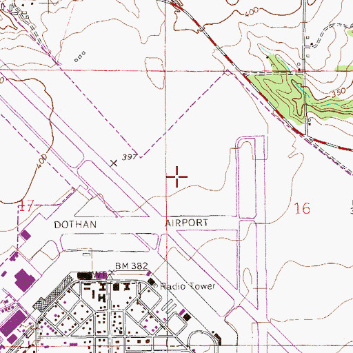 Topographic Map of Dothan Regional Airport, AL