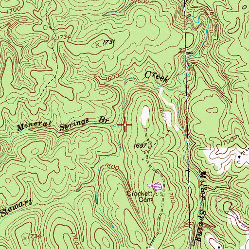 Topographic Map of Mineral Springs Branch, TN