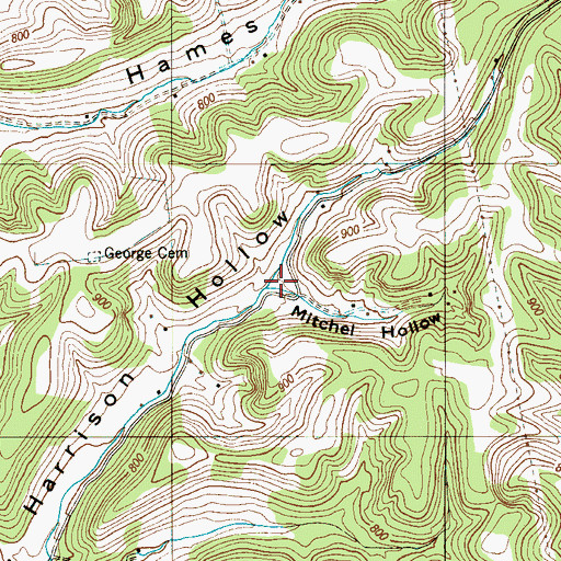 Topographic Map of Mitchel Hollow, TN
