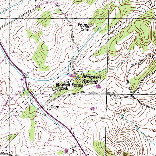 Topographic Map of Mitchell Spring, TN