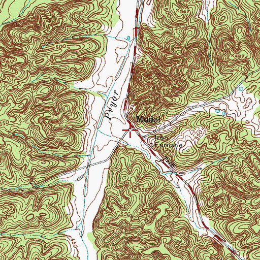 Topographic Map of Model, TN