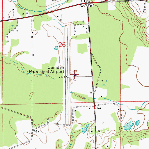 Topographic Map of Camden Municipal Airport, AL