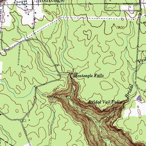 Topographic Map of Monteagle Falls, TN
