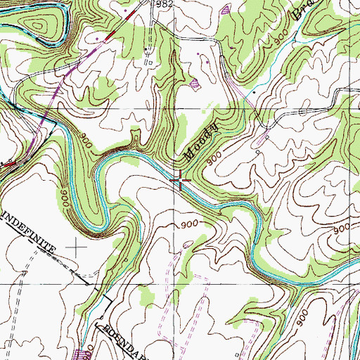 Topographic Map of Moody Branch, TN