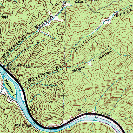 Topographic Map of Moore Hollow, TN