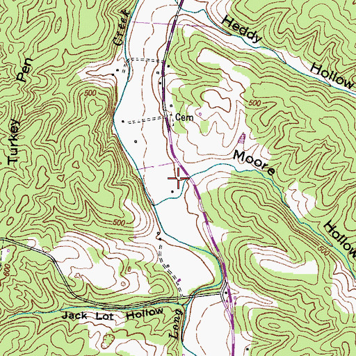 Topographic Map of Moore Hollow, TN