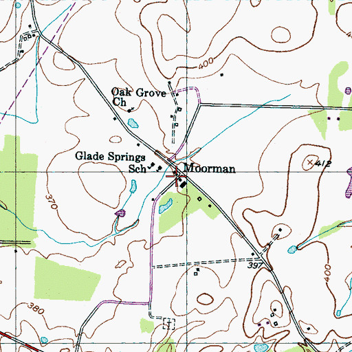 Topographic Map of Moorman, TN