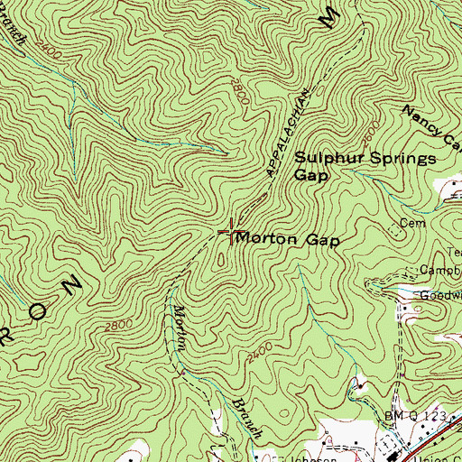 Topographic Map of Morton Gap, TN