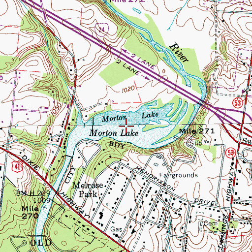 Topographic Map of Morton Lake, TN