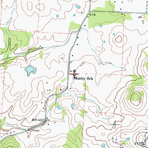 Topographic Map of Mosby School, TN