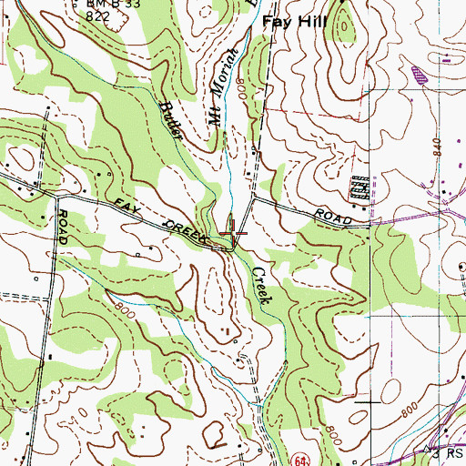Topographic Map of Mount Moriah Branch, TN