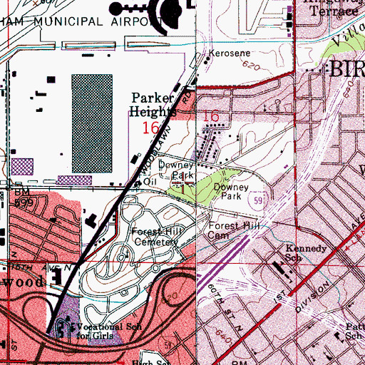 Topographic Map of Riviera Airport (historical), AL