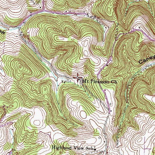 Topographic Map of Mount Pleasant Church, TN