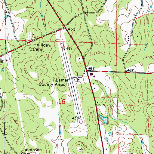 Topographic Map of Lamar County Airport, AL