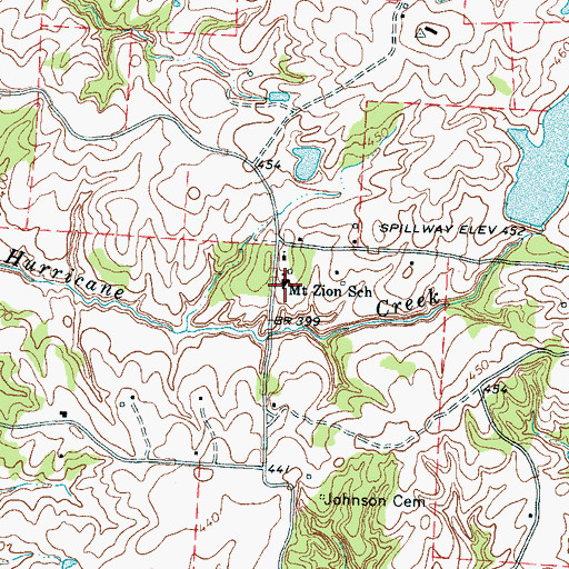 Topographic Map of Mount Zion School, TN