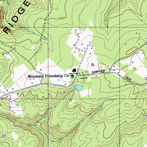 Topographic Map of Mountain Friendship Church, TN