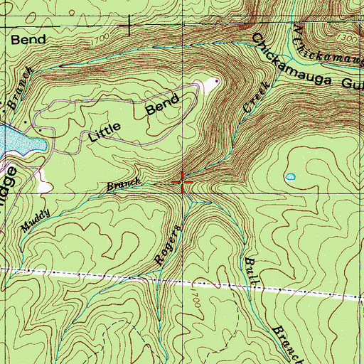 Topographic Map of Muddy Branch, TN