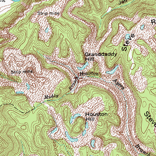 Topographic Map of Muddy Branch, TN