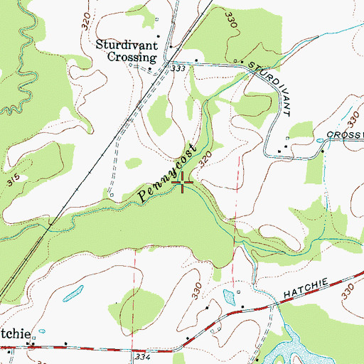 Topographic Map of Muddy Creek, TN
