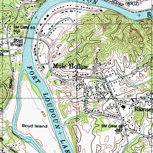 Topographic Map of Mule Hollow, TN