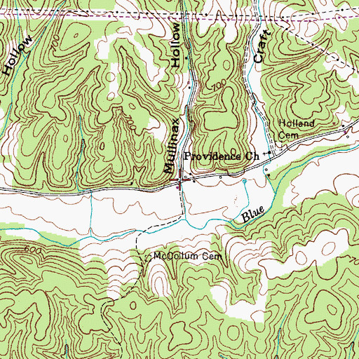 Topographic Map of Mullinax Hollow, TN