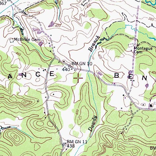 Topographic Map of Nance Bend, TN