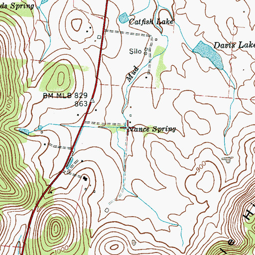 Topographic Map of Nance Spring, TN