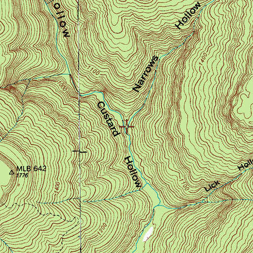 Topographic Map of Narrows Hollow, TN
